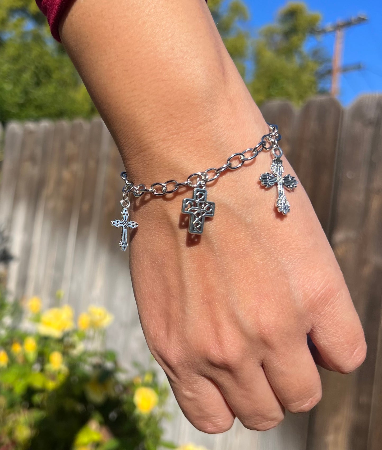 Silver Classic Cross Adjustable Bracelet