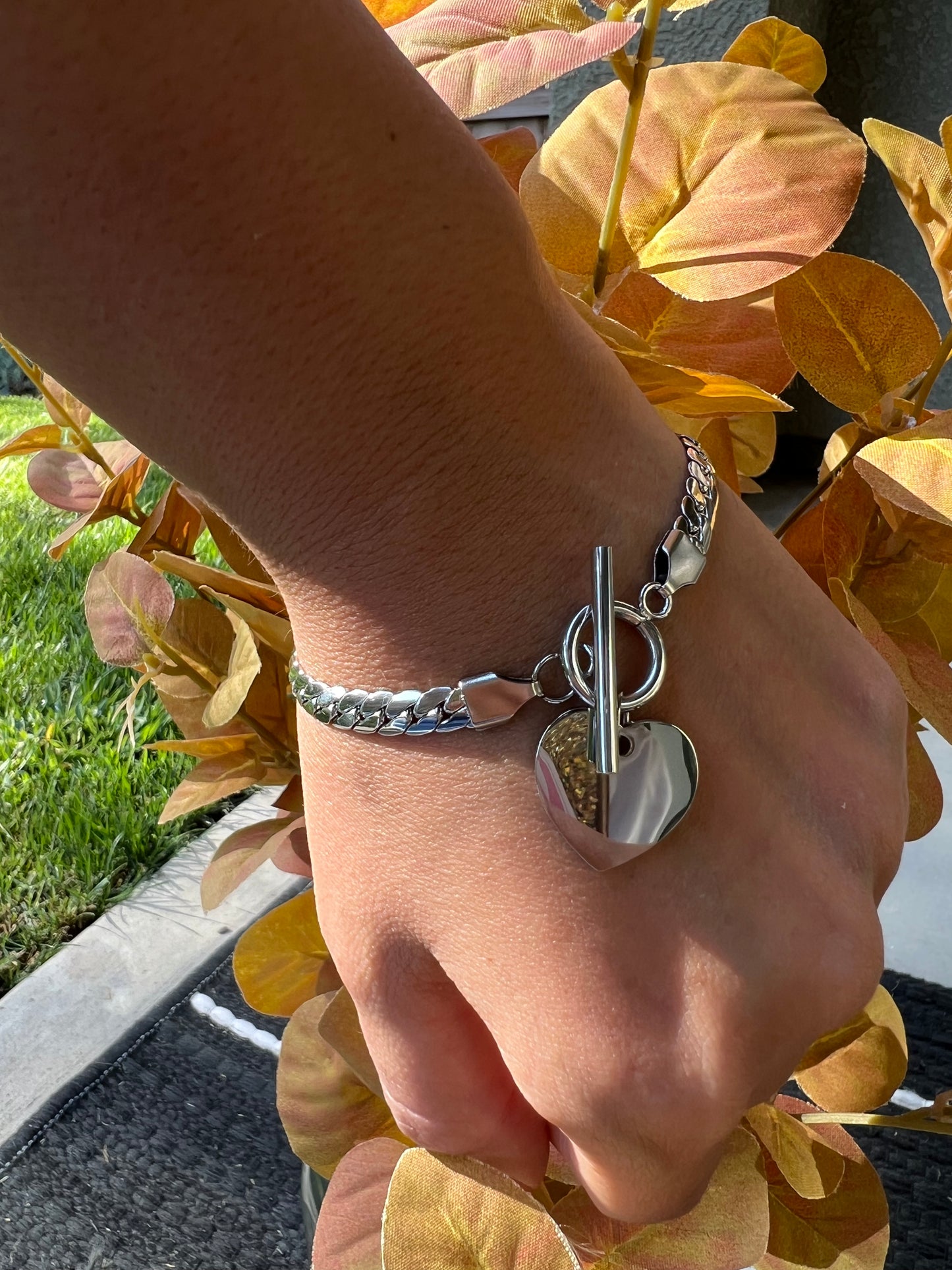 “Whole Heartedly” Chunky Silver Chain Bracelet Stainless Steel