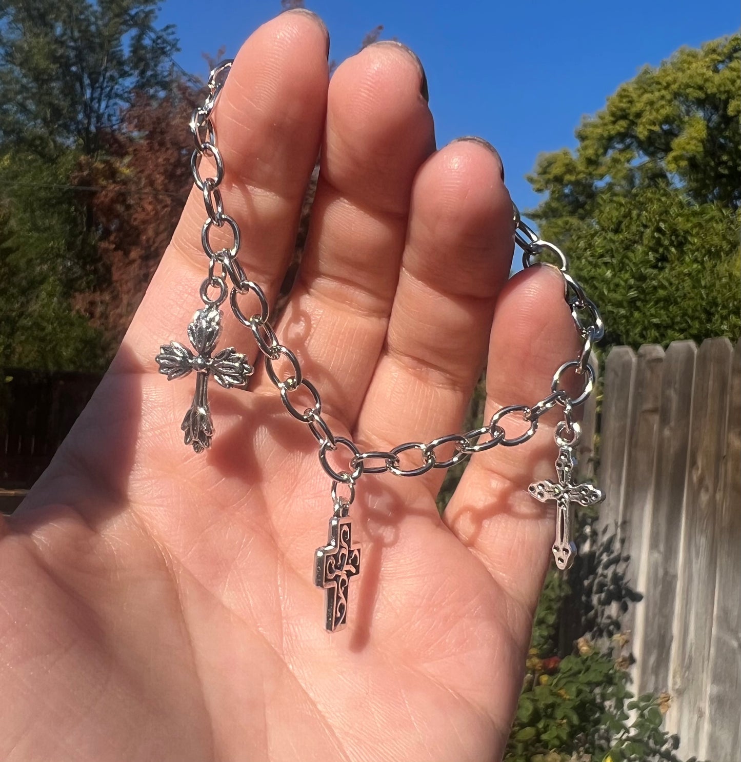 Silver Classic Cross Adjustable Bracelet