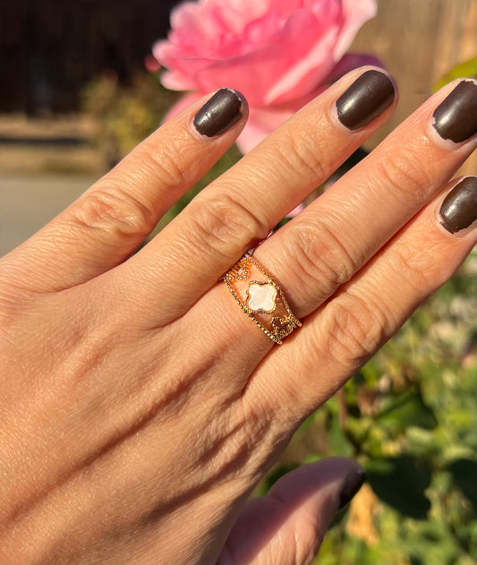 Doll White Clover Ring