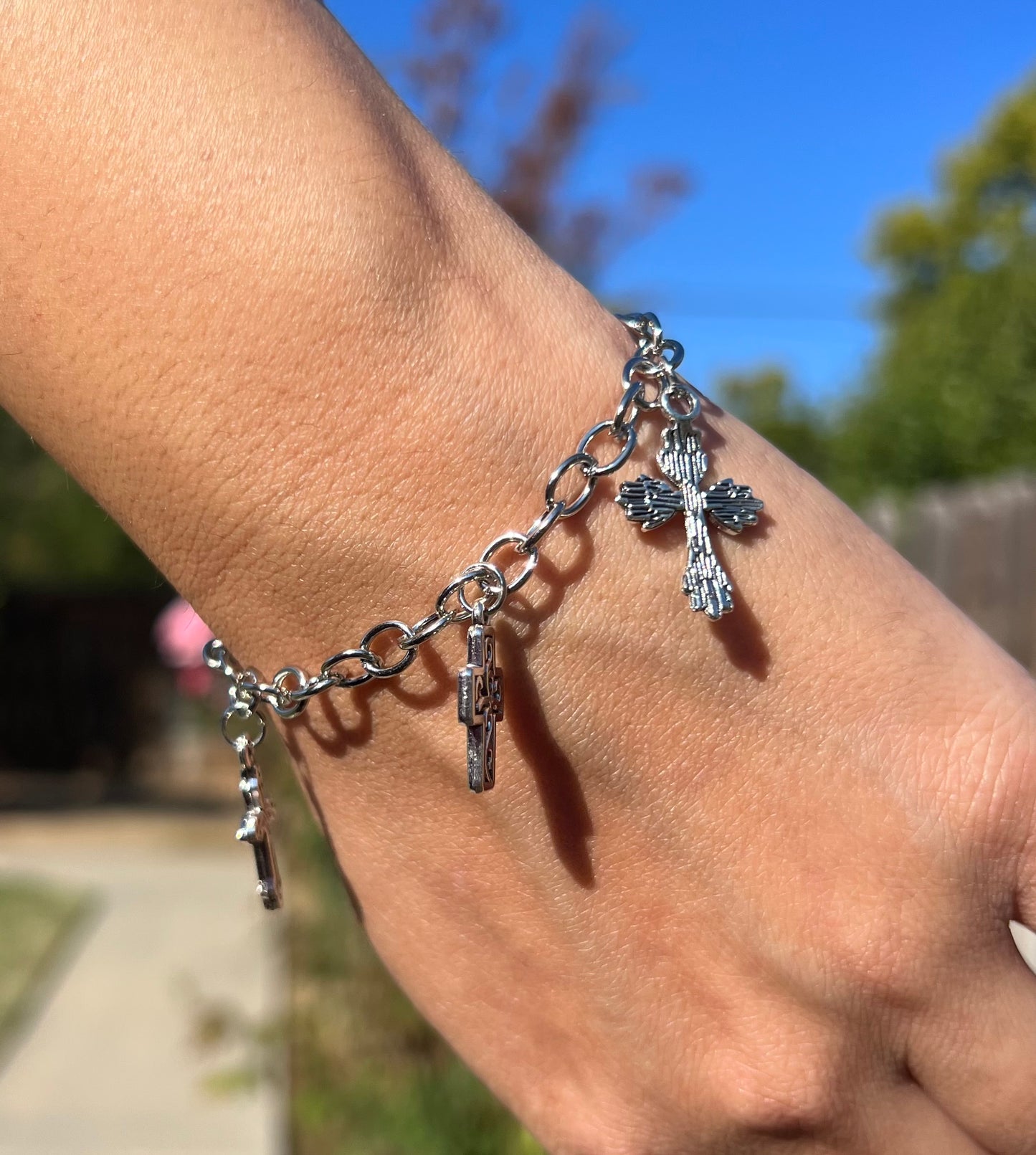 Silver Classic Cross Adjustable Bracelet
