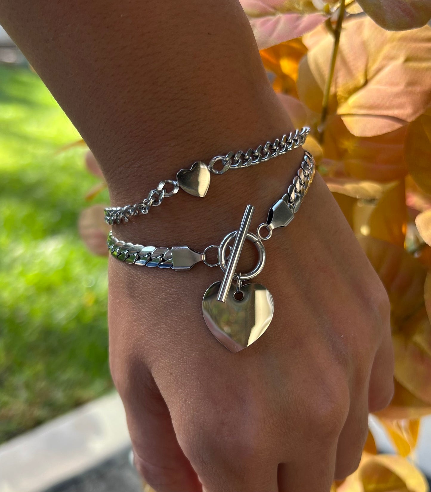 “Whole Heartedly” Silver Chain Bracelet Stainless Steel