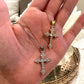 Glitzy Silver Cross Necklace